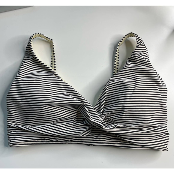 niptuck Other - NIPTUCK SWIM Crossover Bikini Top Women's 12 Multi Fit Cup  Black White Striped